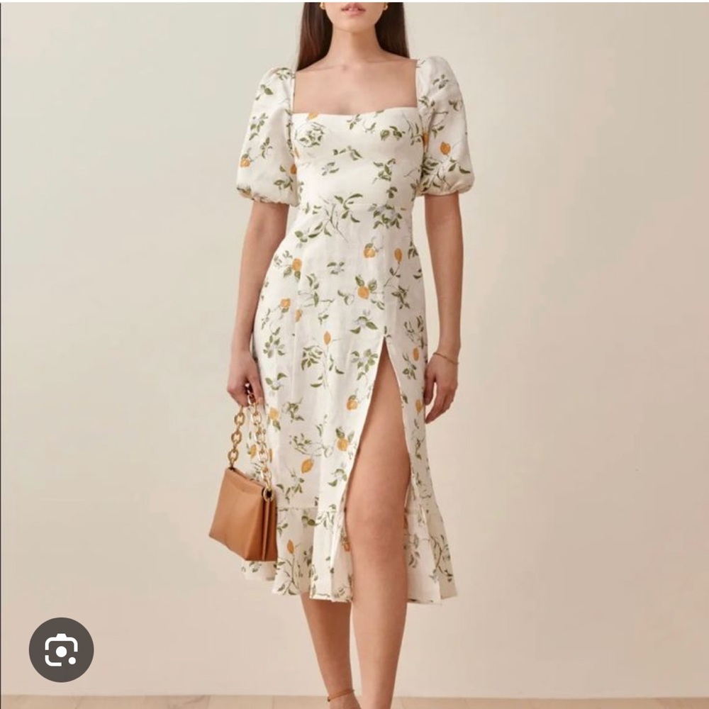 NWOT Reformation Belgium Linen Maxi Dress in Citron